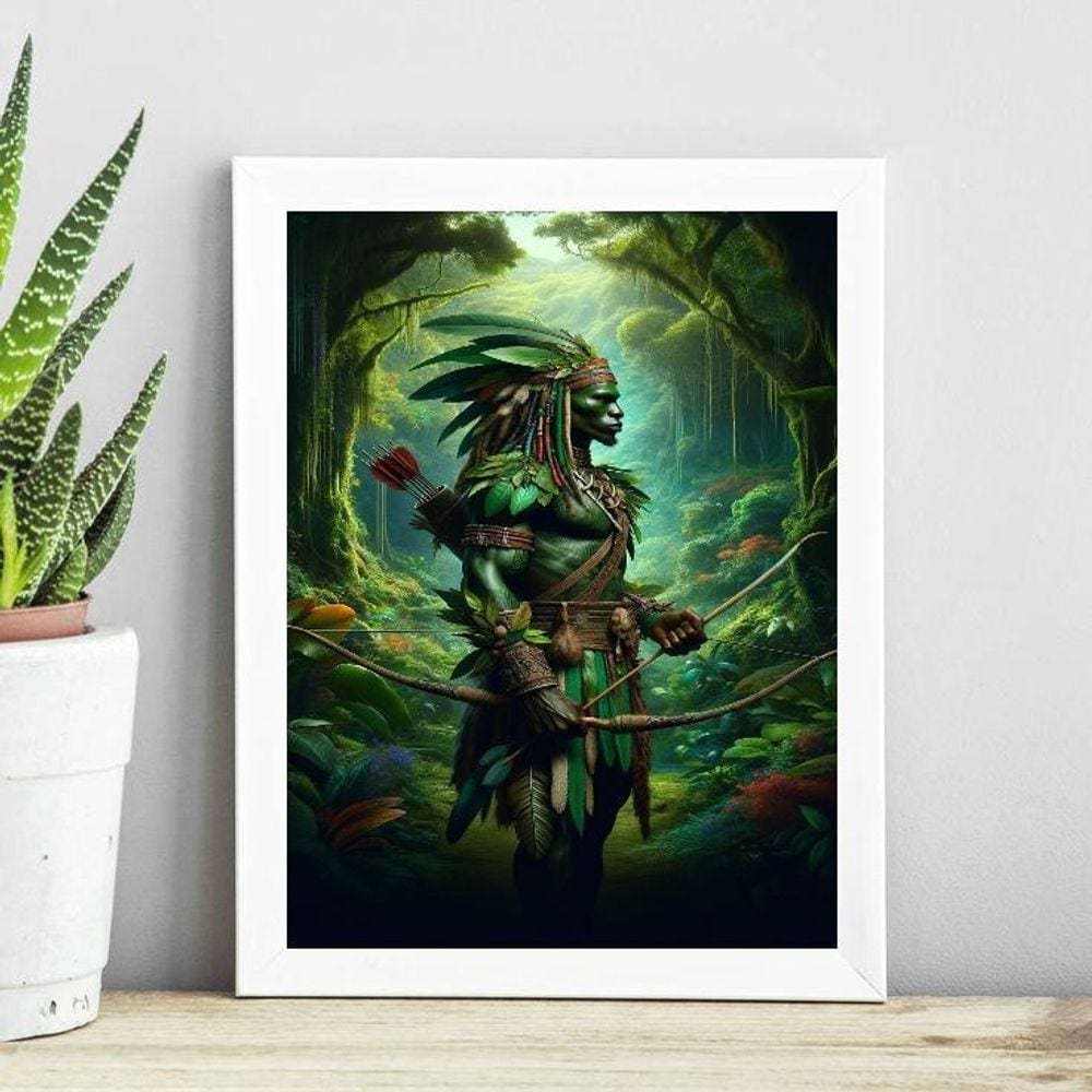 Quadro Candomblé - Oxossi Guerreiro 45X34Cm