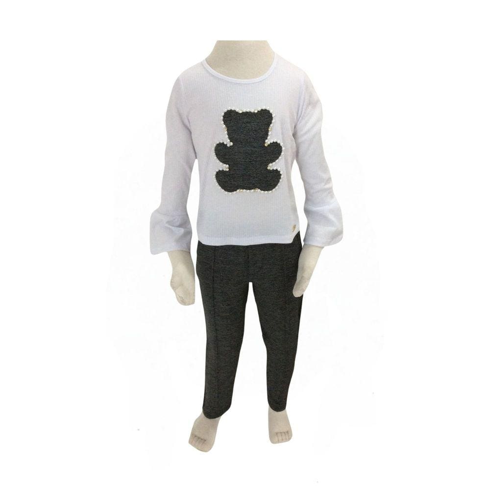 Conjunto Legging + Bata Munlie Branco e Cinza Fem tam 6