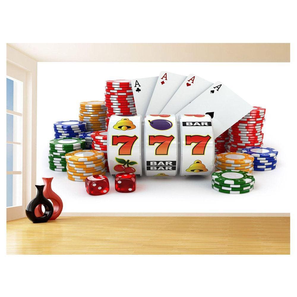 Papel De Parede 3D Salão De Jogos Cartas Poker 3,5M Jcs62
