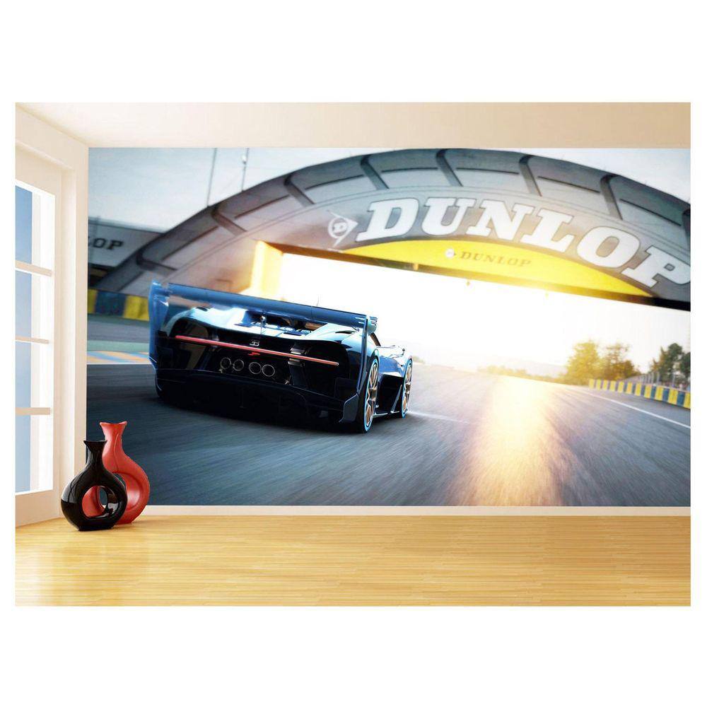 Papel De Parede Carro Bugatti Chiron Pista Sol 3,5M Car06