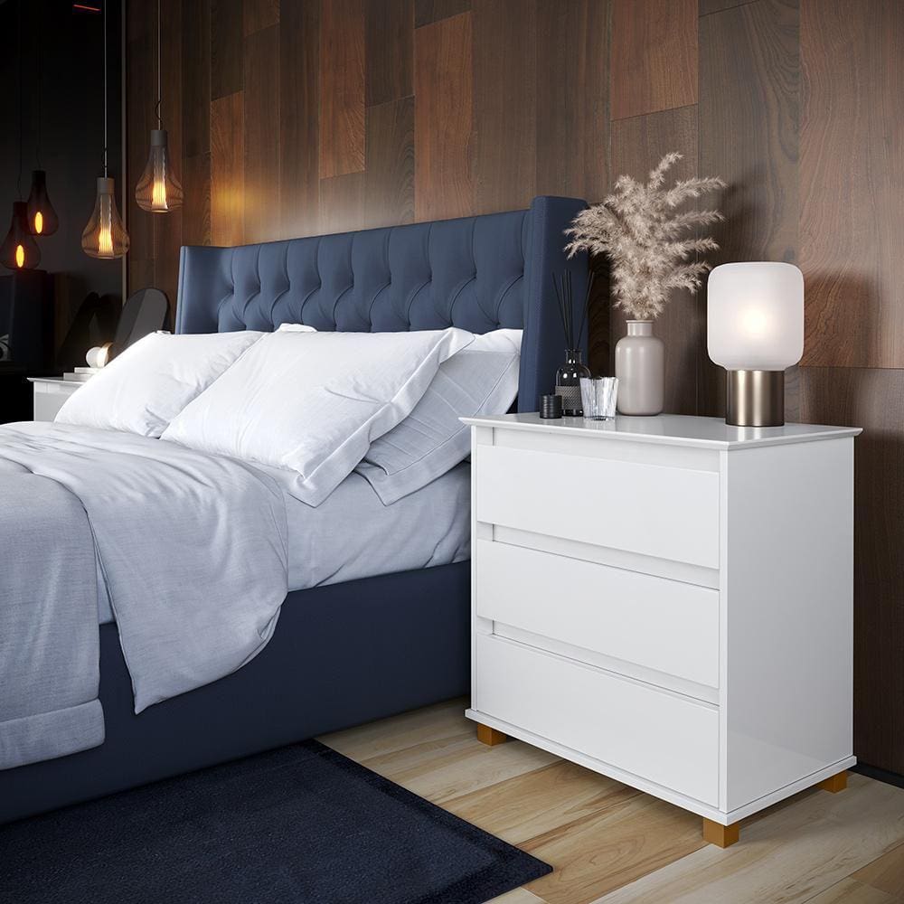 Cômoda Mini Ej Versatil 3 Gavetas Com Pés de Madeira Branco