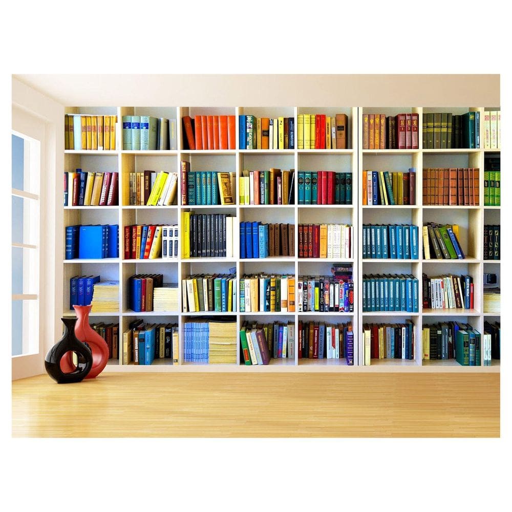 Papel De Parede 3D Estante De Livros Fundo Vídeo 3,5M Est09