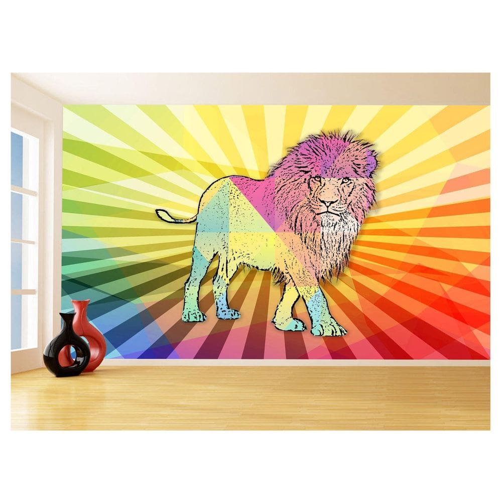 Papel De Parede Animais Pop Art Leão Rei Selva 3,5M Pxa37