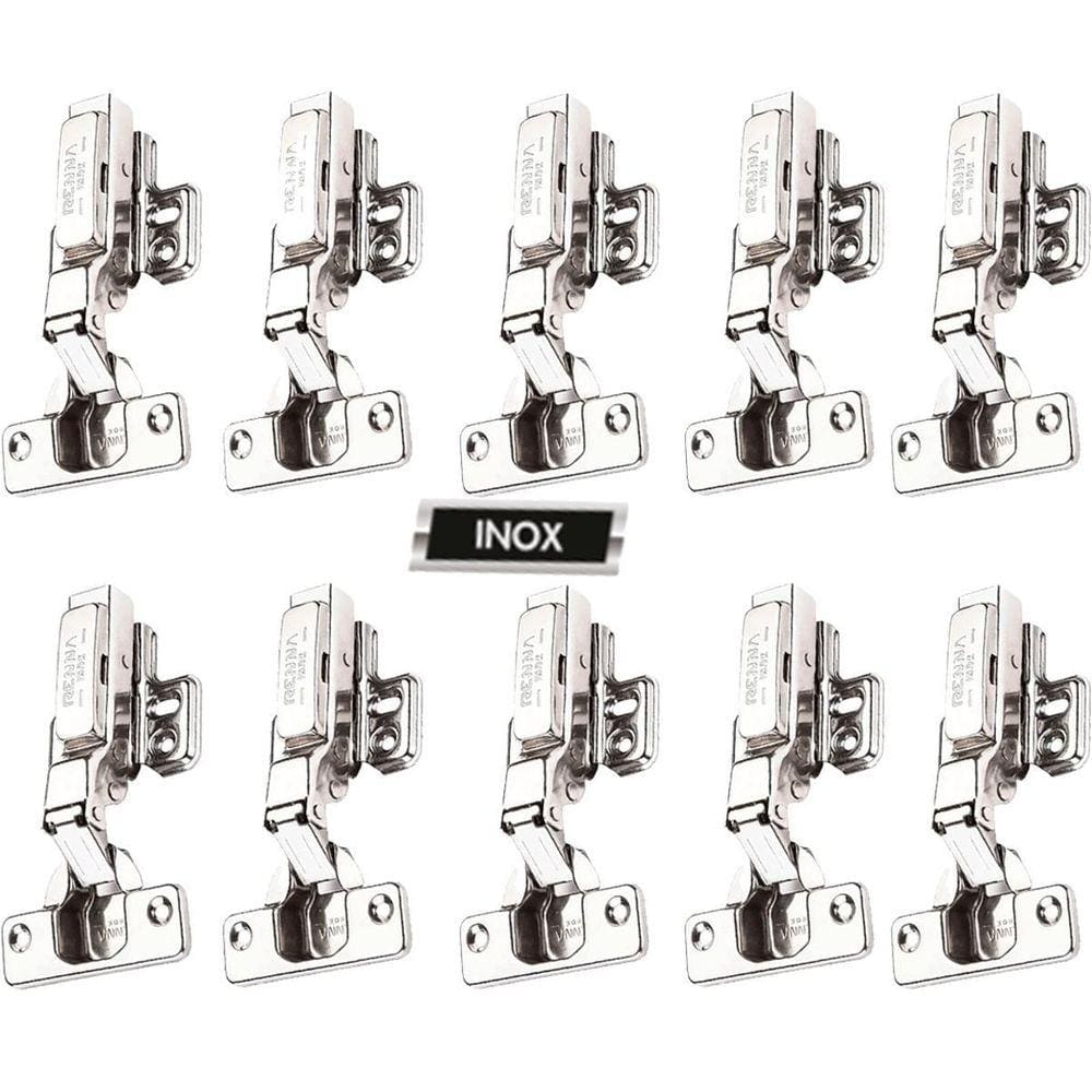 Kit 10 Dobradiça Slow Inox 35Mm 95º Curva Renna