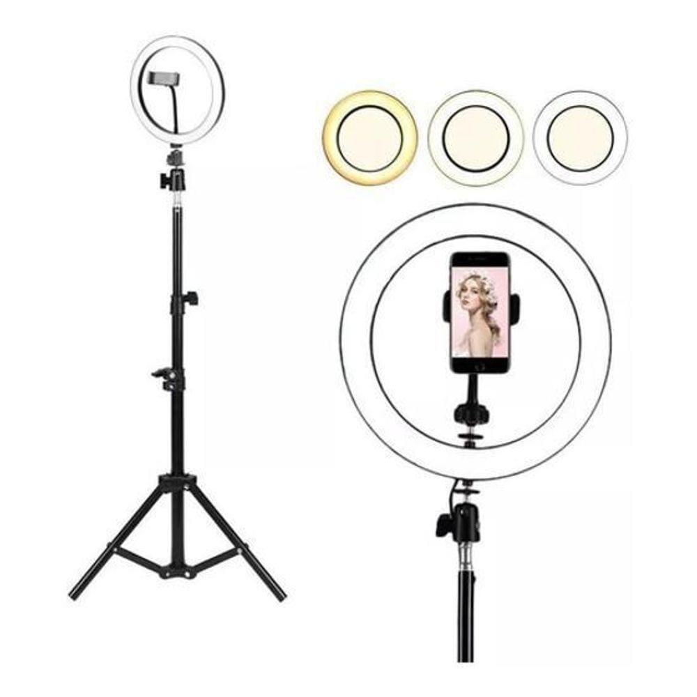 Iluminador Ring Light Anel Luz C Tripé 1,80 30Cm