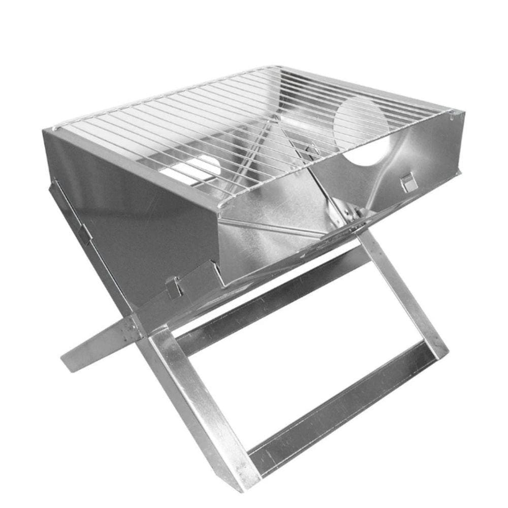 Churrasqueira Maleta Inox Dobravel Portatil Grelha Aramada