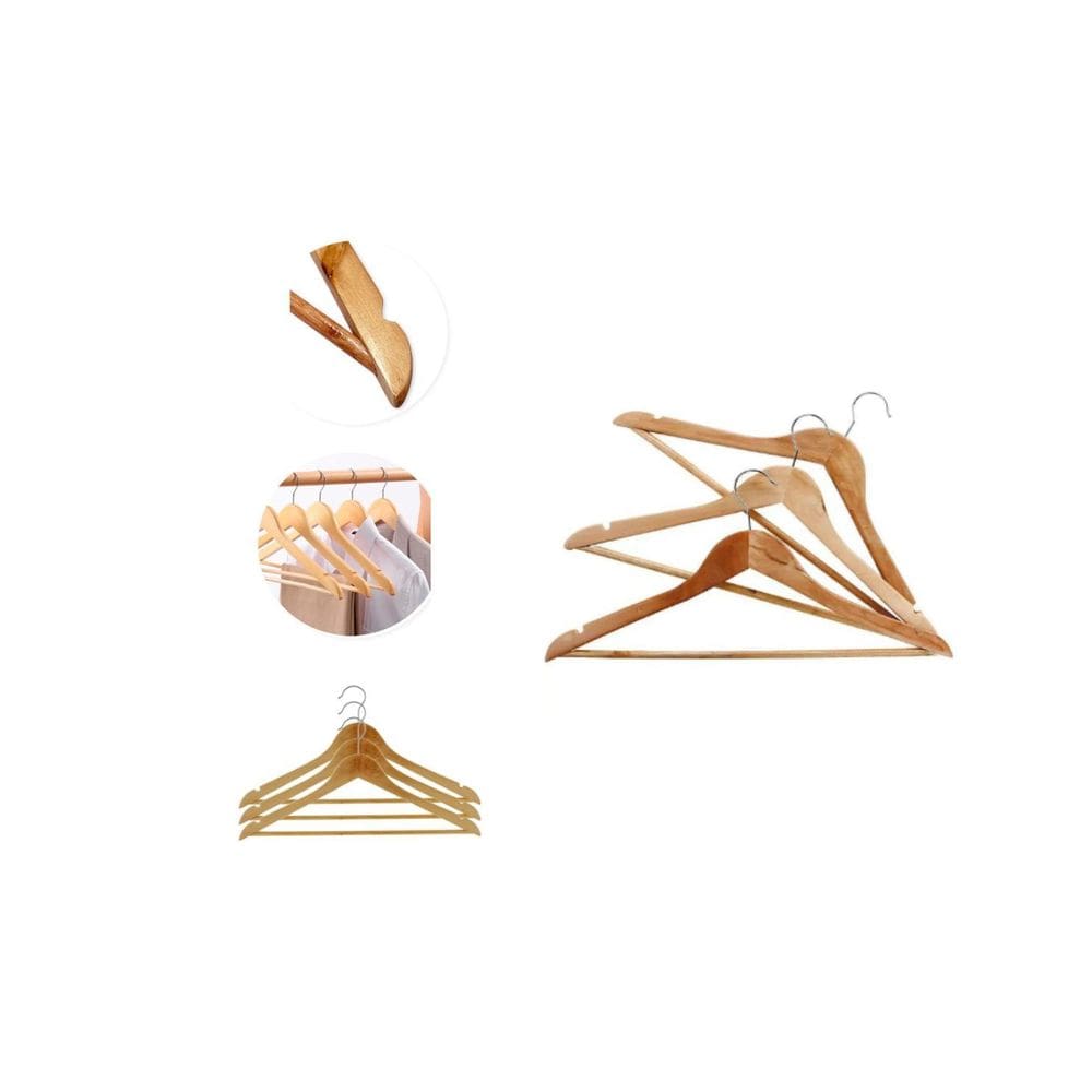 Kit 3 Cabide De Madeira Roupa Adulto Gancho Cromado Elegante