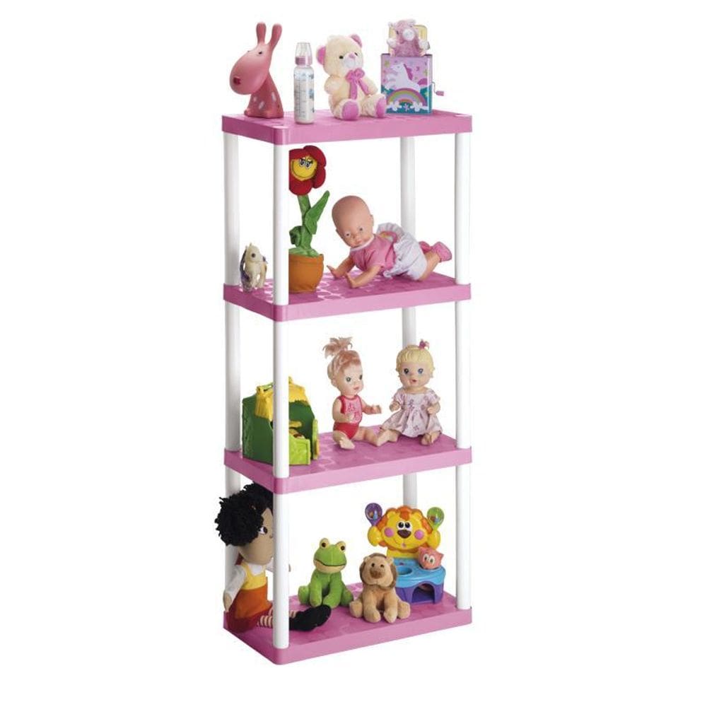 Prateleira Retangular Maxx 60X30X127 Cm 4 Andares Rosa Bebe