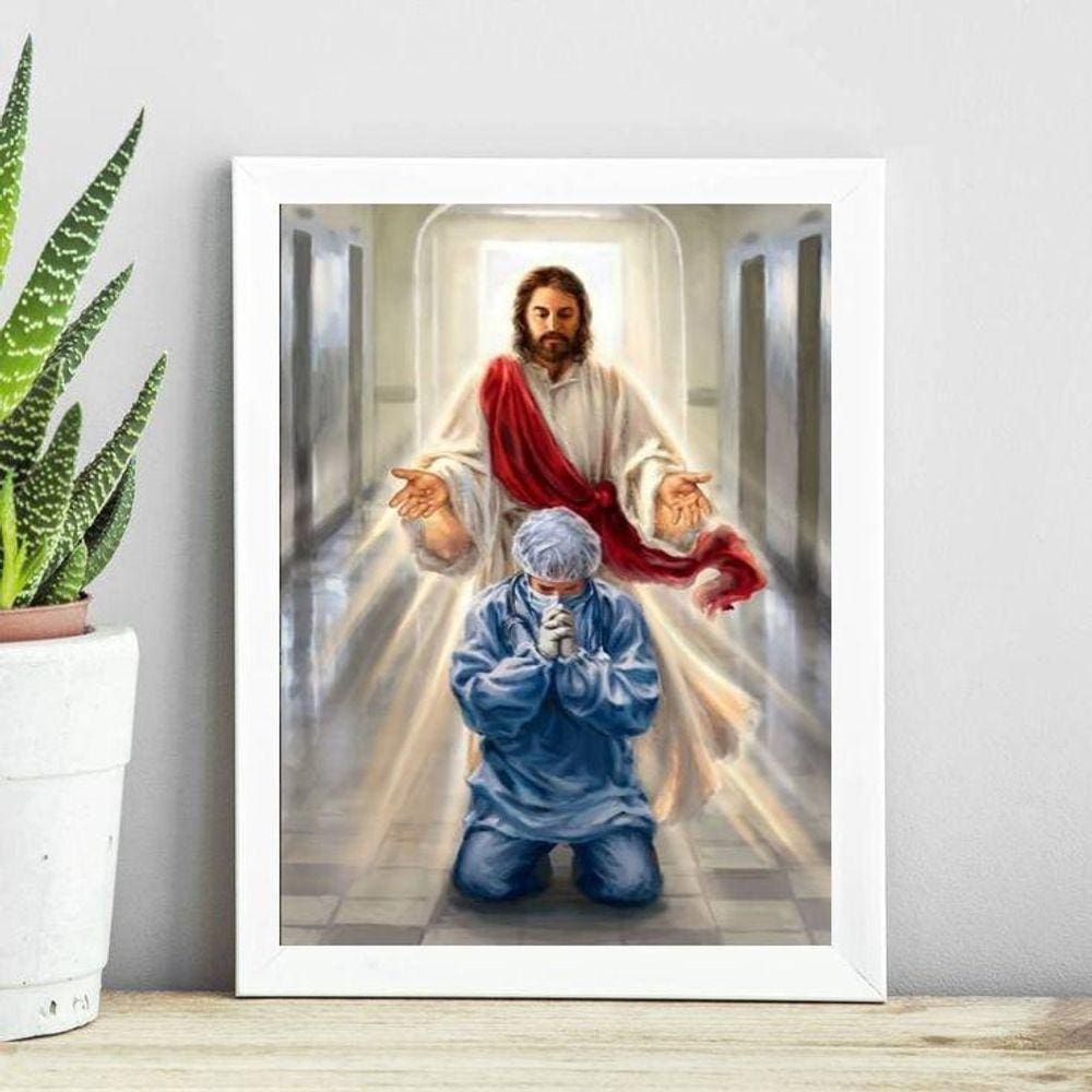 Quadro Jesus Abençoando Médico 45X34Cm
