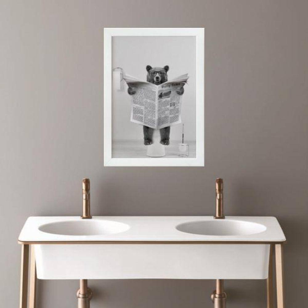 Quadro Banheiro Coleção Animais - Urso 24X18Cm