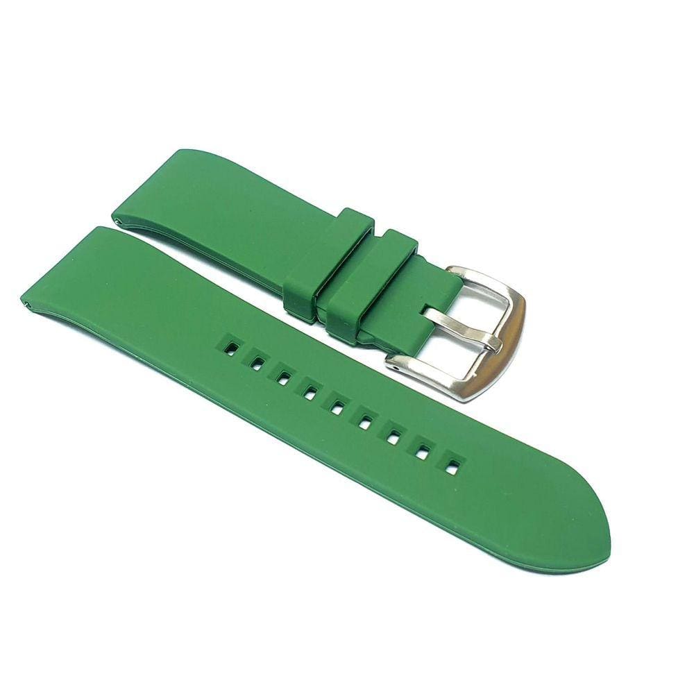 Pulseira Relógio Em Silicone Verde 24Mm Pino Engate Rápido