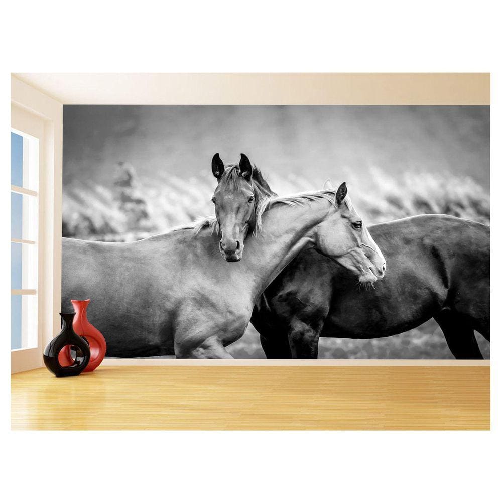 Papel De Parede Animais Casal Cavalos Fazenda 3,5M Anm343