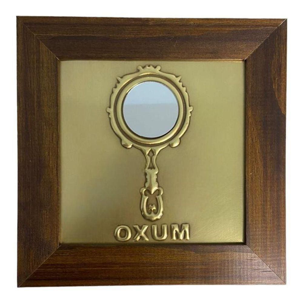 Quadro Orixá Oxum Em Aço E Madeira Imbuia 18 X18 Cm