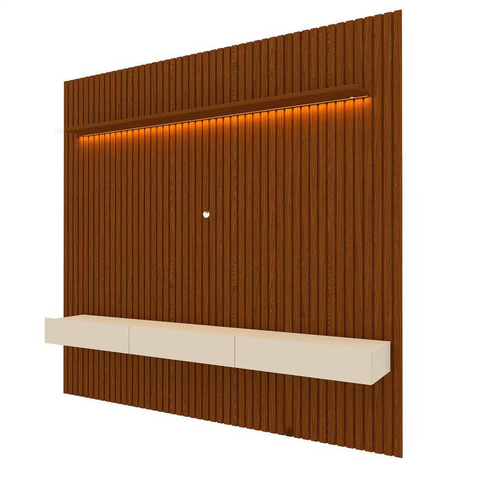 Home Ripado Com Led Nobre 2.3 Castanho com Off White - Gelius Móveis