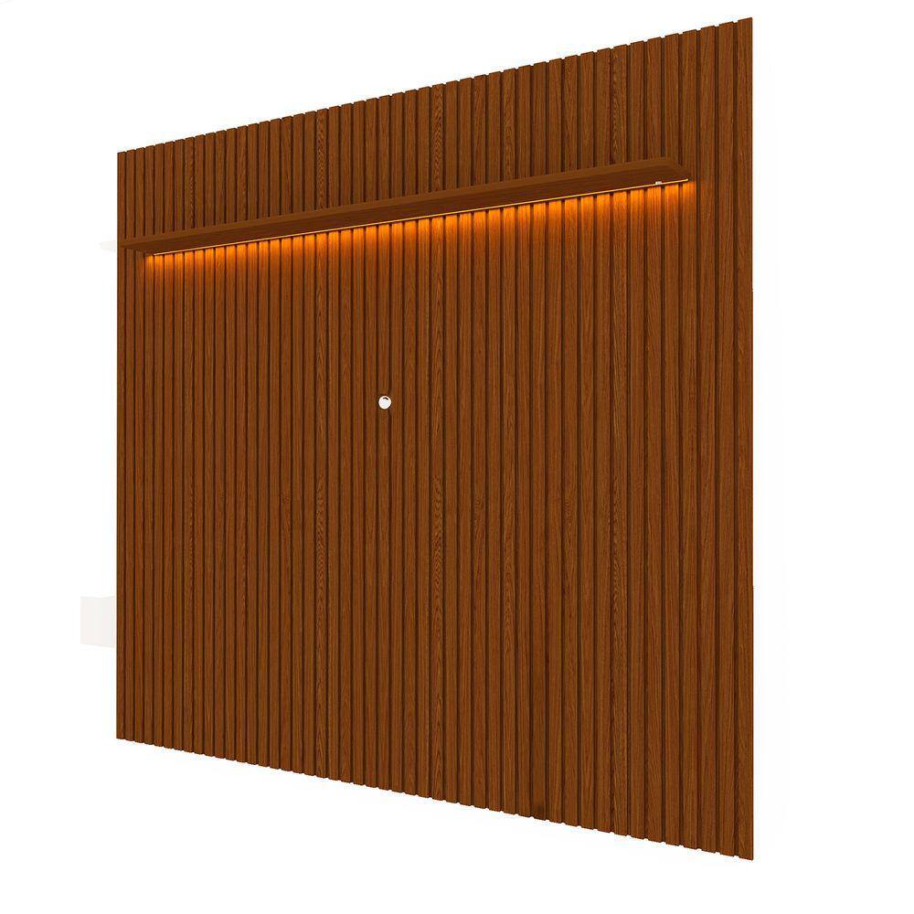 Painel para TV Ripado Com Led Nobre 2.3 Castanho - Gelius Móveis