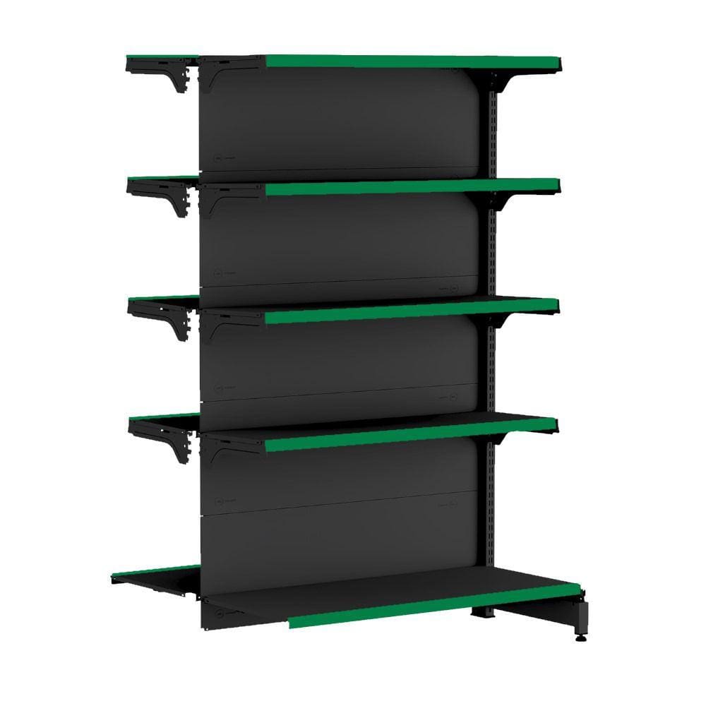 Gondola Centro 170 FIT Continuação Preto 10 Bandeja Pe Verde