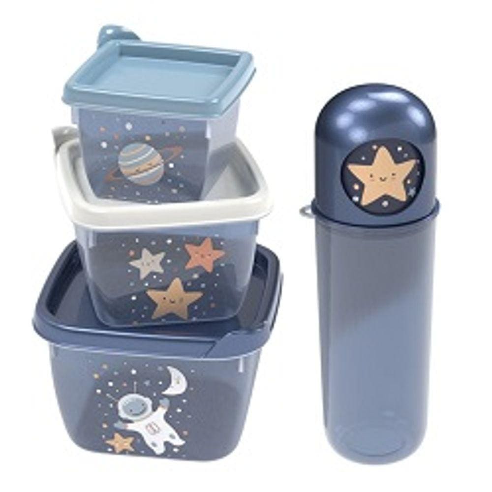 Kit Potes E Case Lúdico Lancheira Escola Creche Personagem Infantil - Plasútil