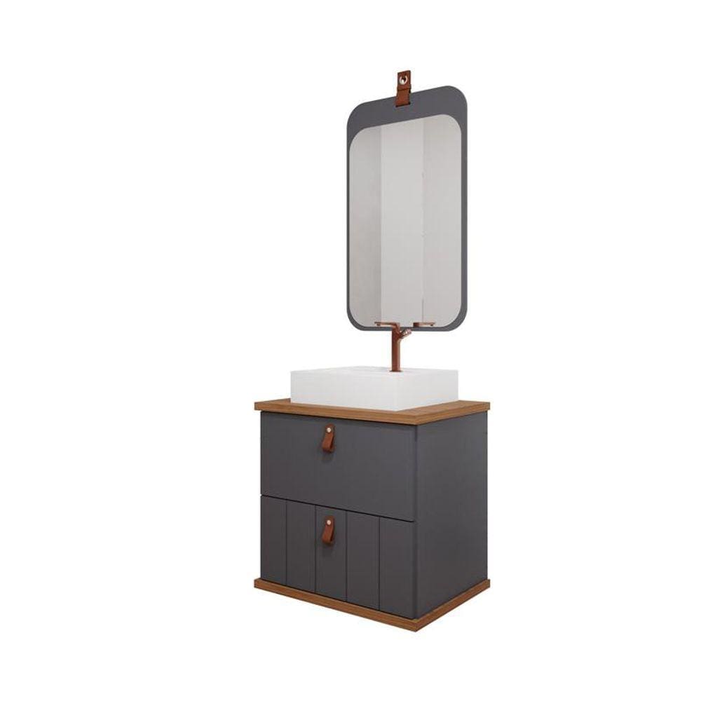 Gabinete de Banheiro Milano 60 com Espelho Monet Titanium/Freijo - MGM