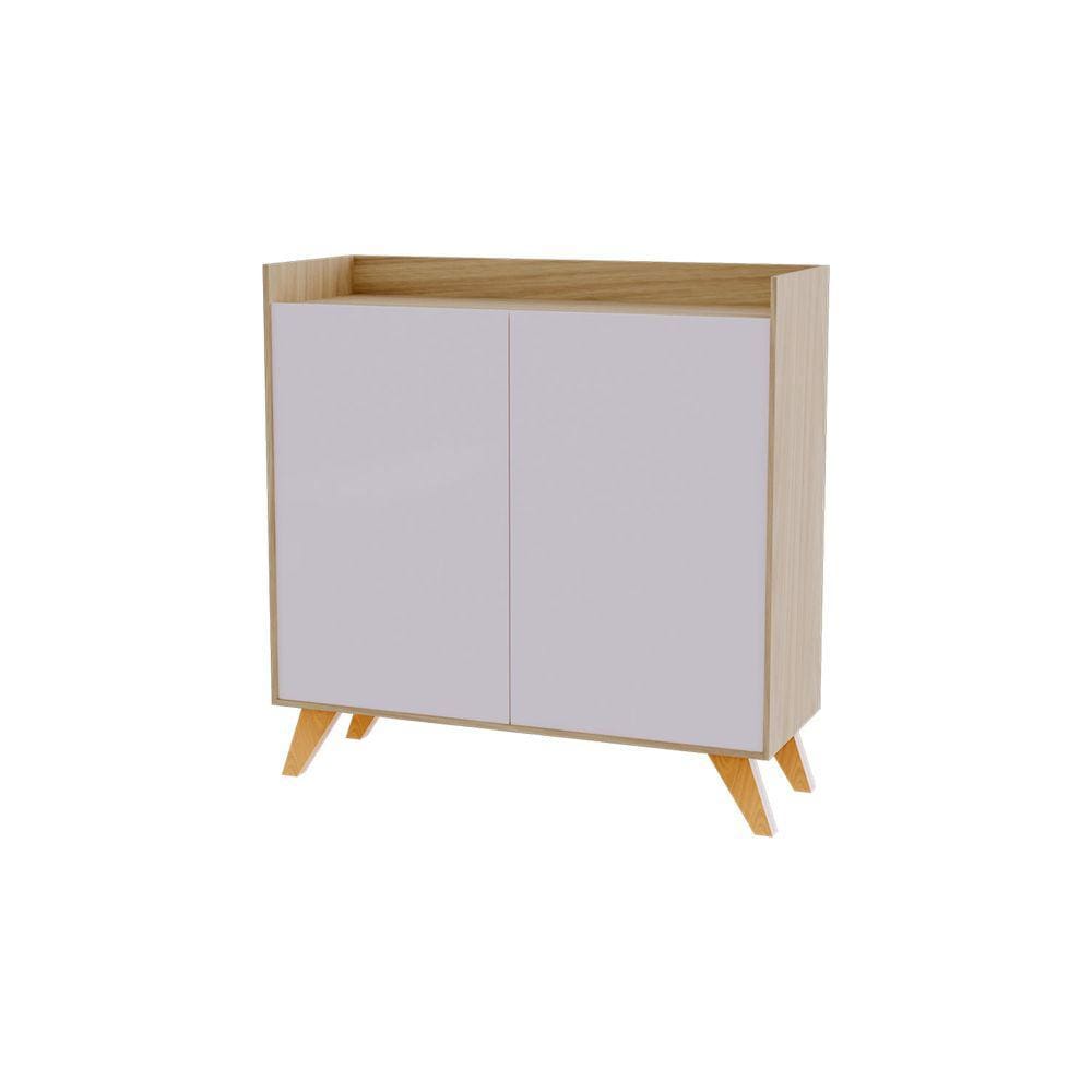 Aparador Buffet Fly 2 Portas Carvalho com Off White - Móveisaqui
