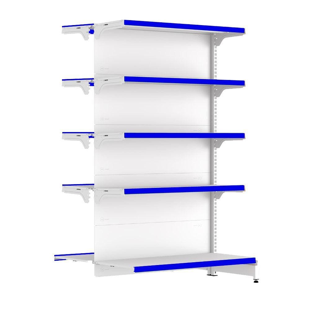 Gondola Centro 170 FIT Continuação Branco 10 Bandeja Pe Azul