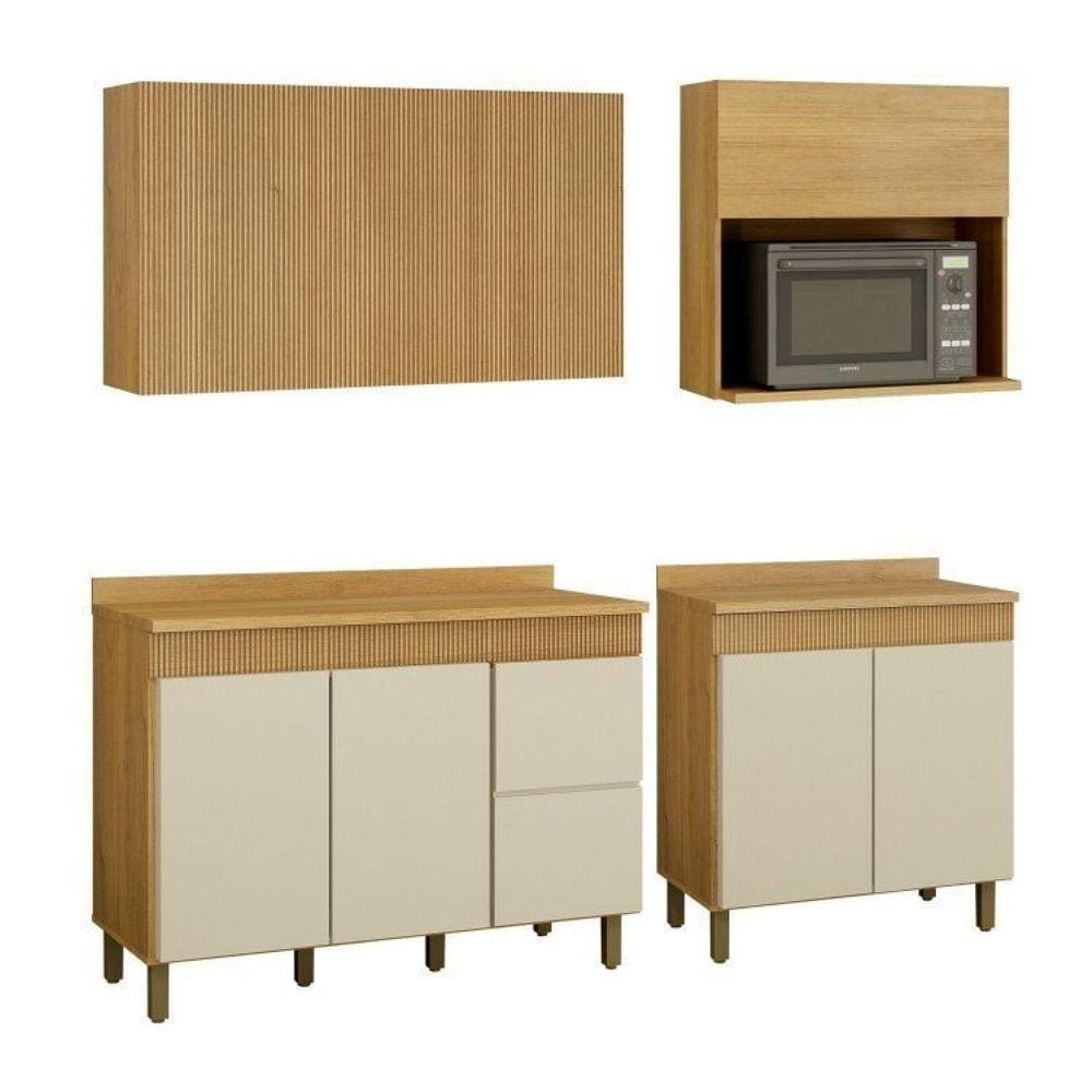 Cozinha Completa com 2 Armários Aéreos e 2 Balcões Dakota Cinamomo/Off White