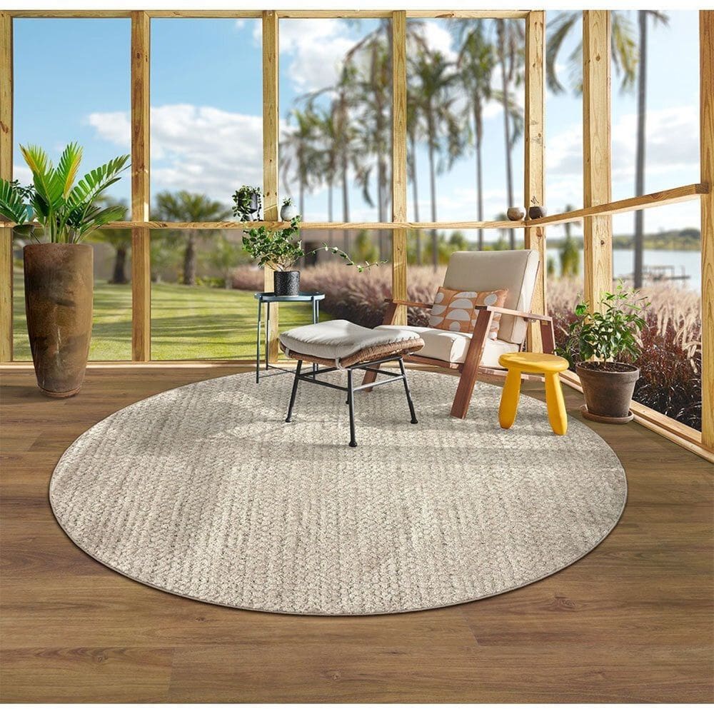 Tapete Redondo 190cm Glamour Tapetes São Carlos Prata