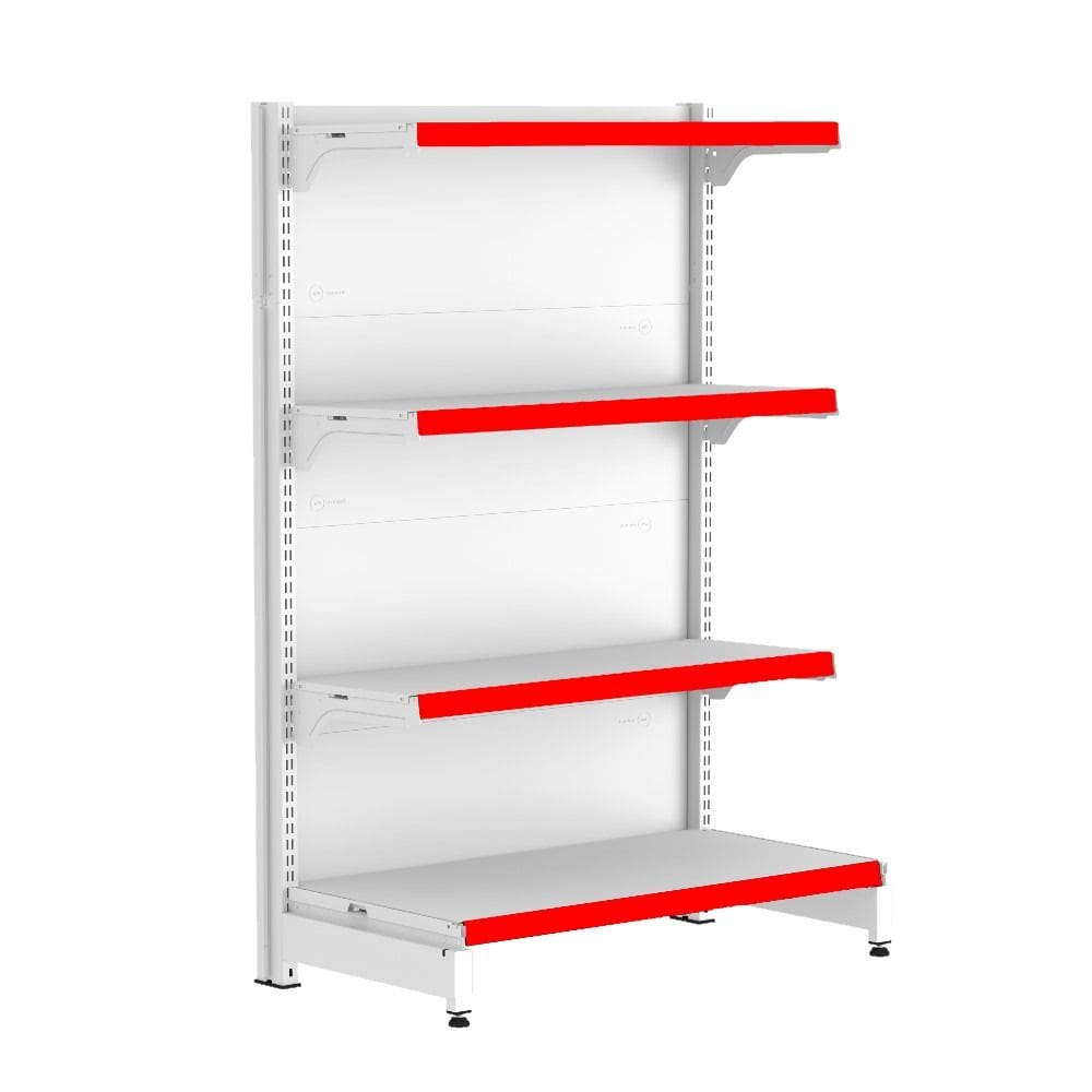 Gondola Ponta 137 FIT Branco 4 Bandeja Pe Vermelho