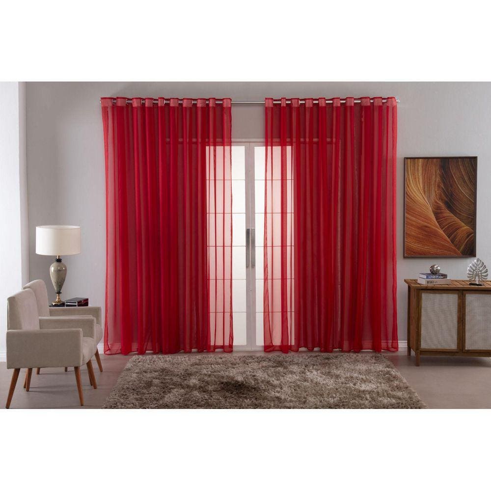 Cortina Sala Quarto Voal Liso Delicate 300X250 Transparente