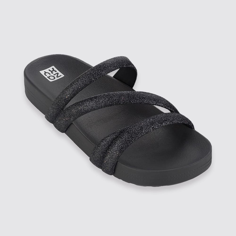 Sandália Feminina Papete Flat Birken Zaxy Brilho Strass