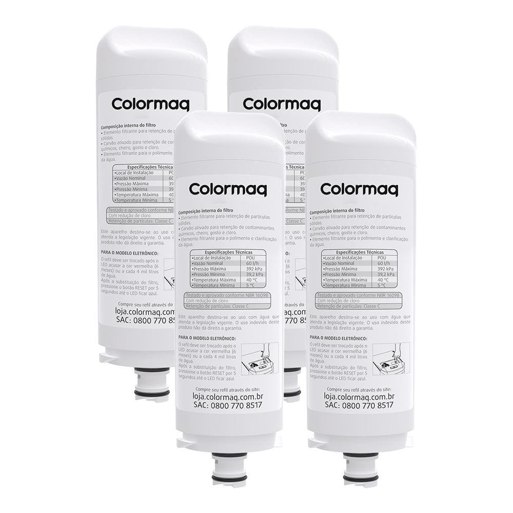 Kit 4 Refil Filtro Colormaq Purificador Acqua