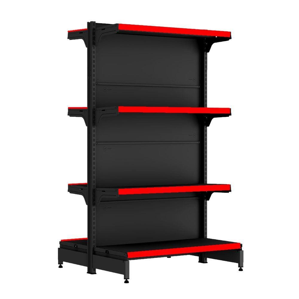 Gondola Centro 137 FIT Inicial Preto 8 Bandeja Pe Vermelho