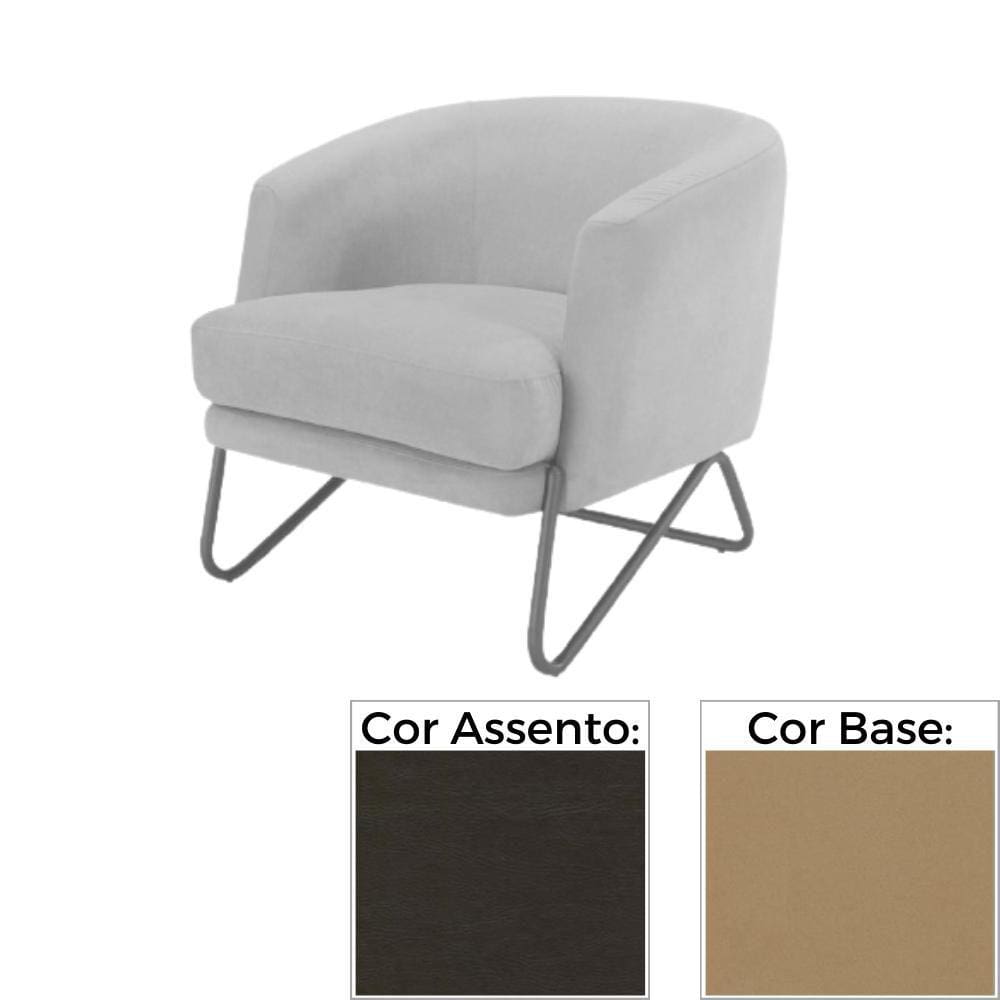 Poltrona MH-3788 Herval Base Metal Laca Fosca Bronze Metalizado Assento Estofado Marrom Paraty K