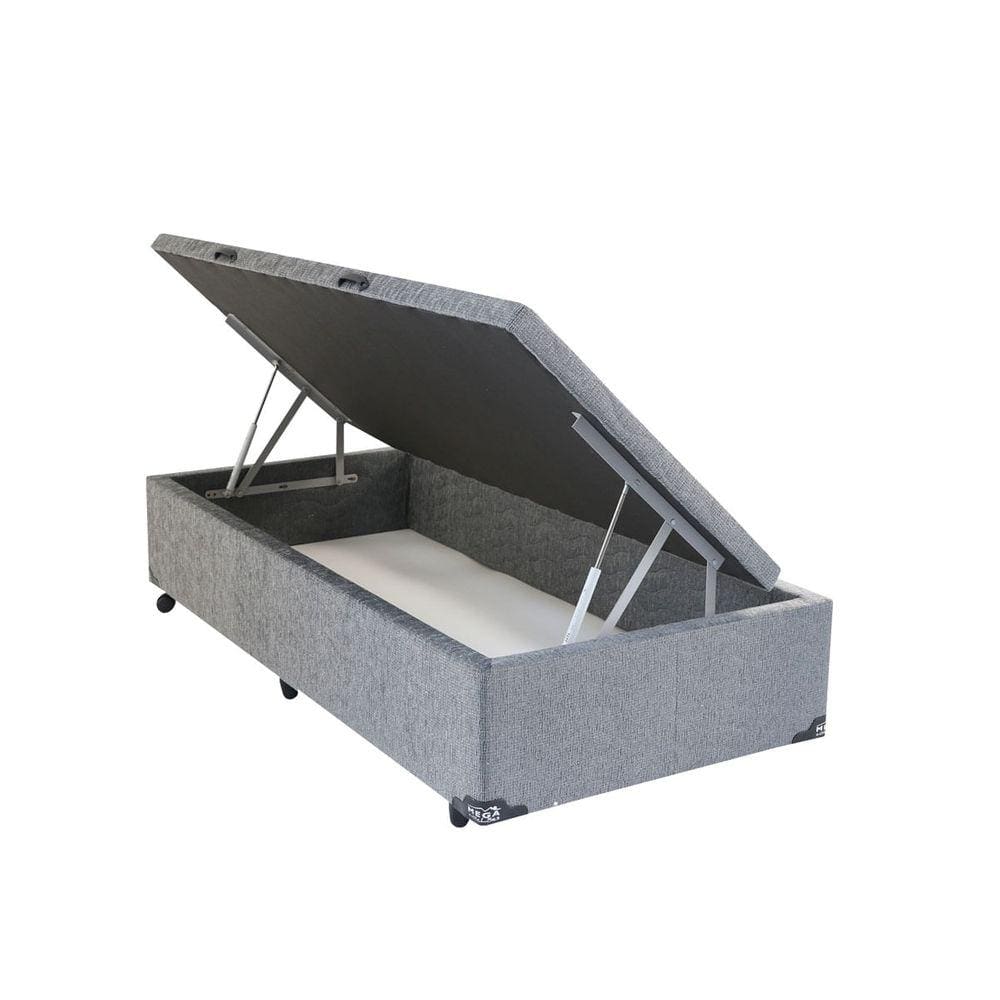 Cama Box Baú Solteiro Chenille Cinza - 088x188