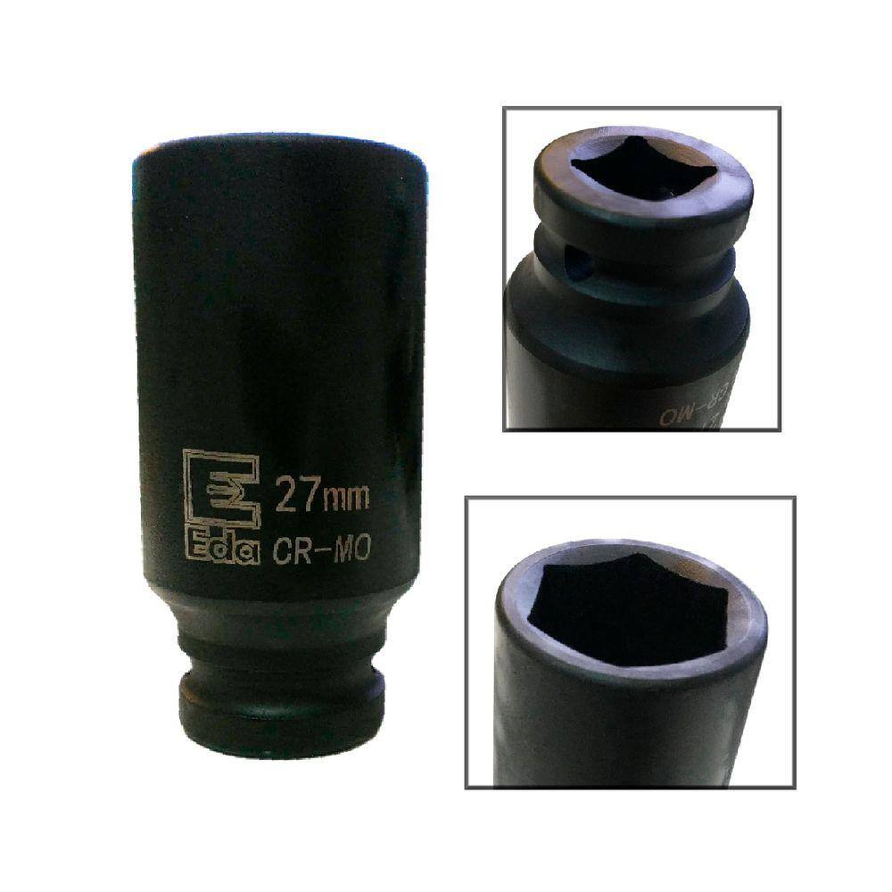 Soquete Longo De Impacto Sextavado 27mm x 1/2’`Pol Em Aço