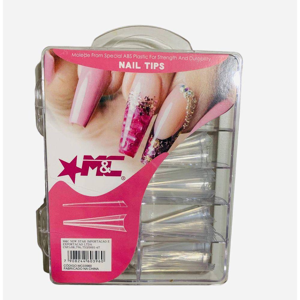 Tips Vamp Stiletto Transparente Unha Postiça De Gato 100Un