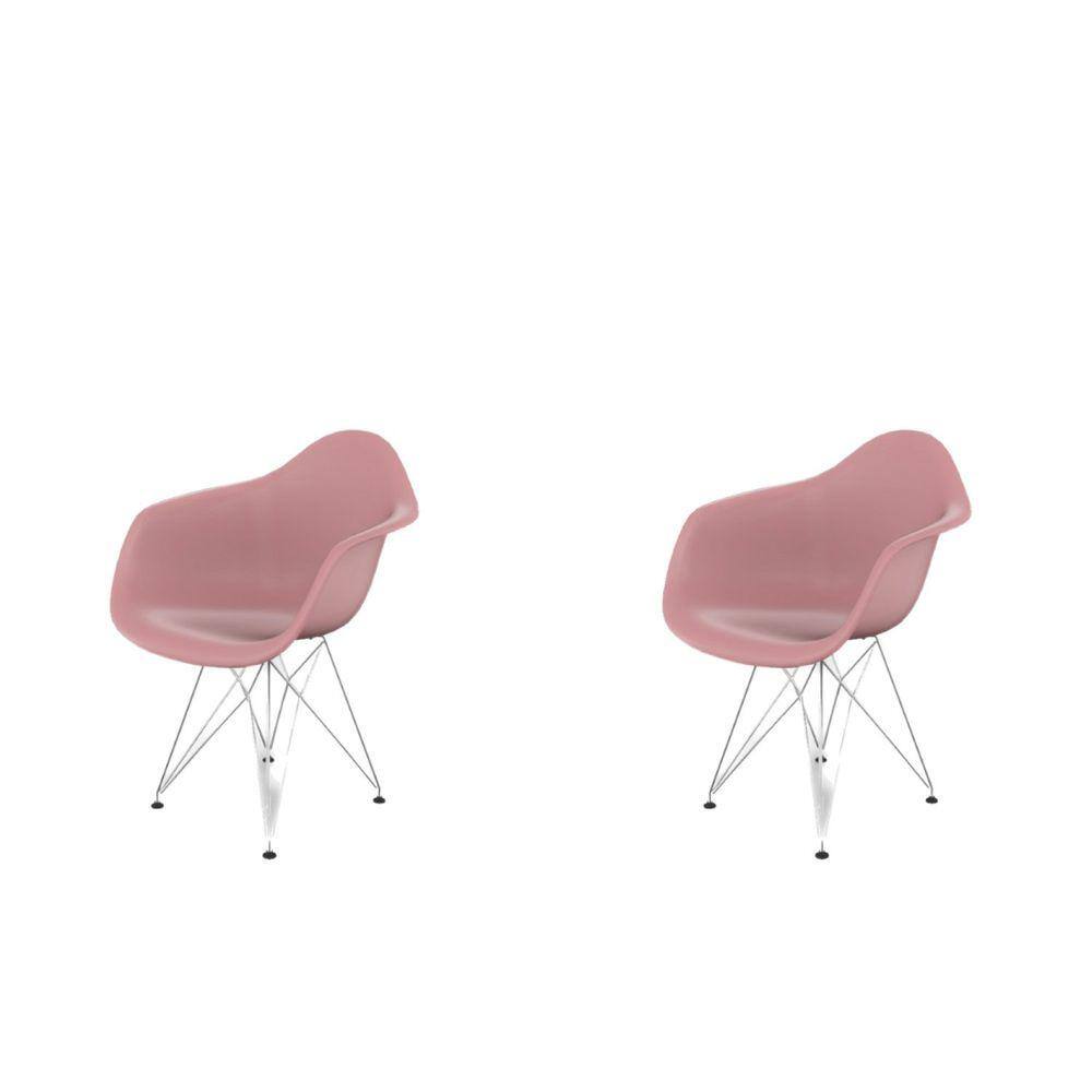 Cadeira para Sala de Jantar Arm Eiffel Rosa