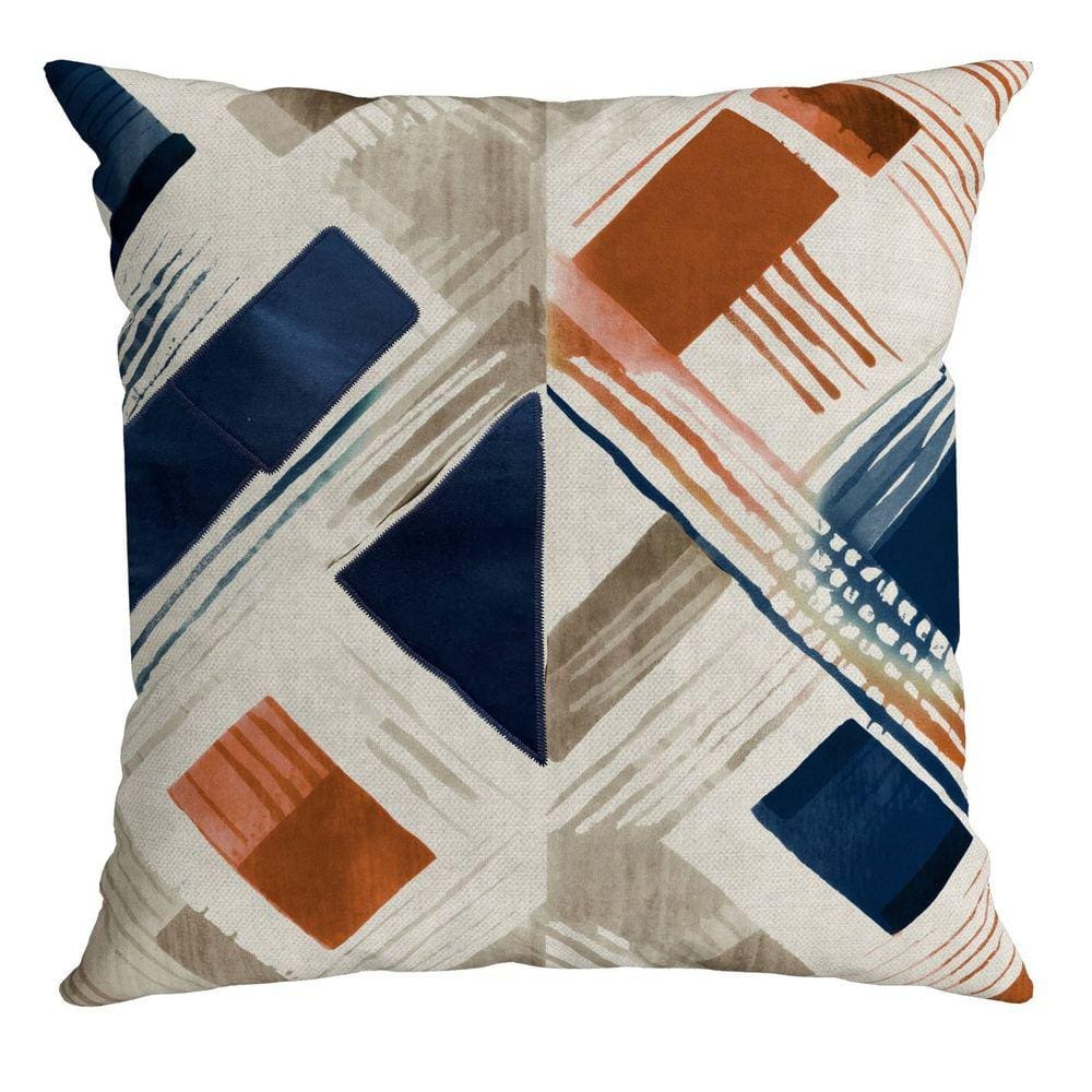 Capa Veludo Luxor 310 com Bordado e Aplicacao 43 Cm X 43 Cm Azul/Terracota