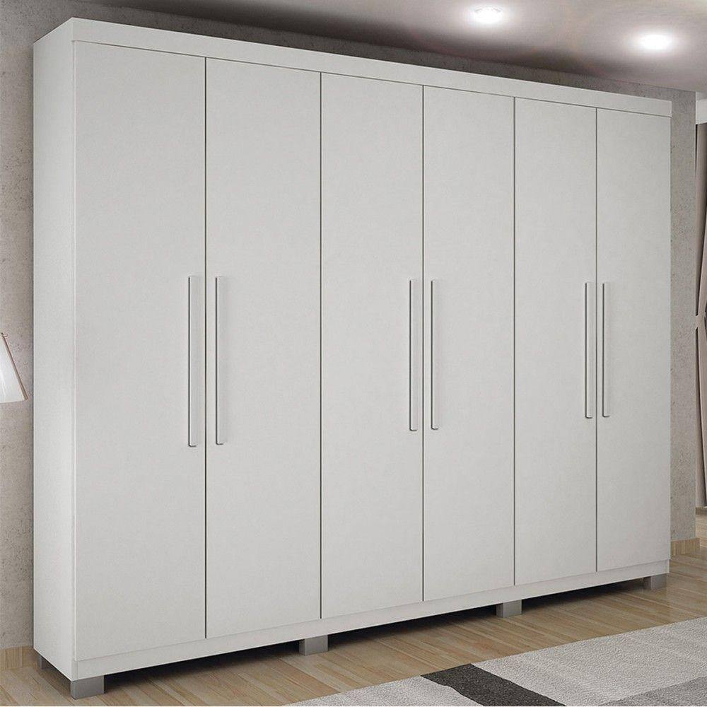 Guarda-Roupa Casal Bari 6 Portas 4 Gavetas Branco - Panorama Móveis