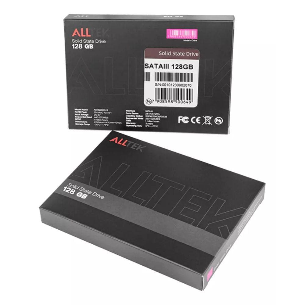 Hd Ssd 128gb Alltek 2.5 Sata Ill 6 Gbs - 3 Anos Preto 128gb