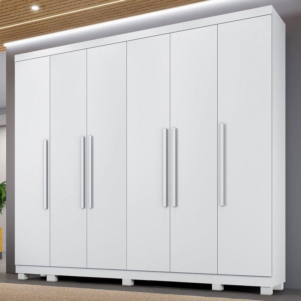 Guarda-Roupa Casal Bari 6 Portas 6 Gavetas Branco - Panorama Móveis