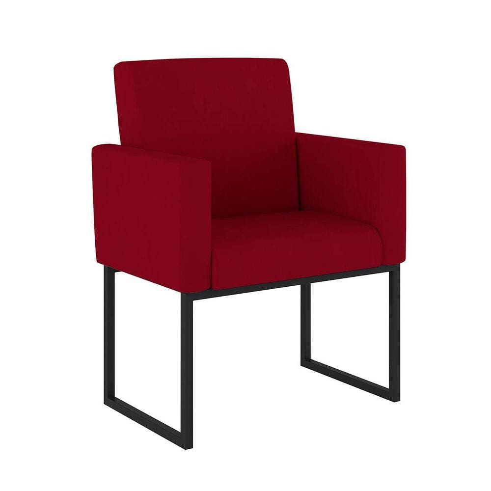 Poltrona Cadeira Decorativa Recepção Base De Ferro Preto