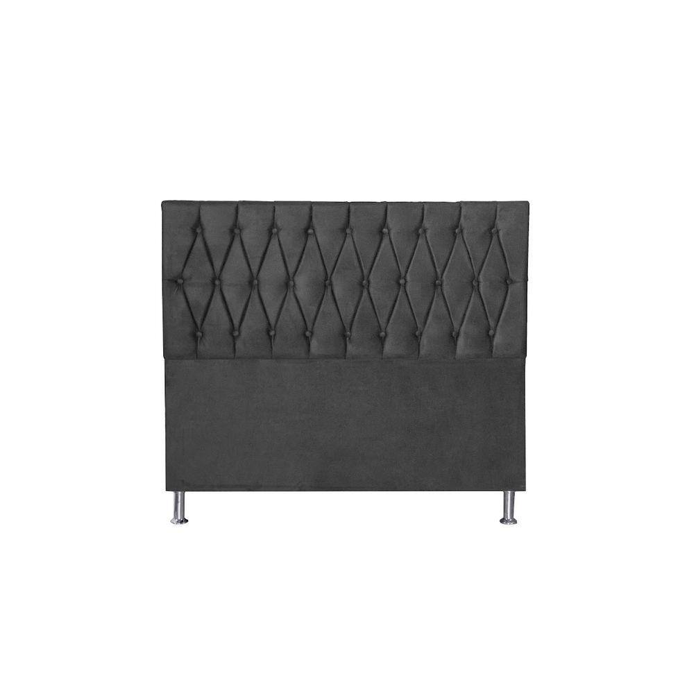 Cabeceira Cama Box Casal Estofada França 140 cm Suede Cza