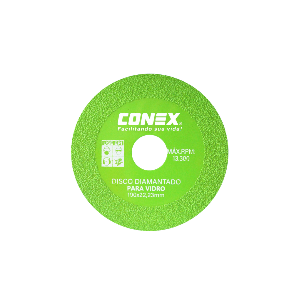 Disco Diamantado para Cortar Vidro 100 X 22,23MM - Conex