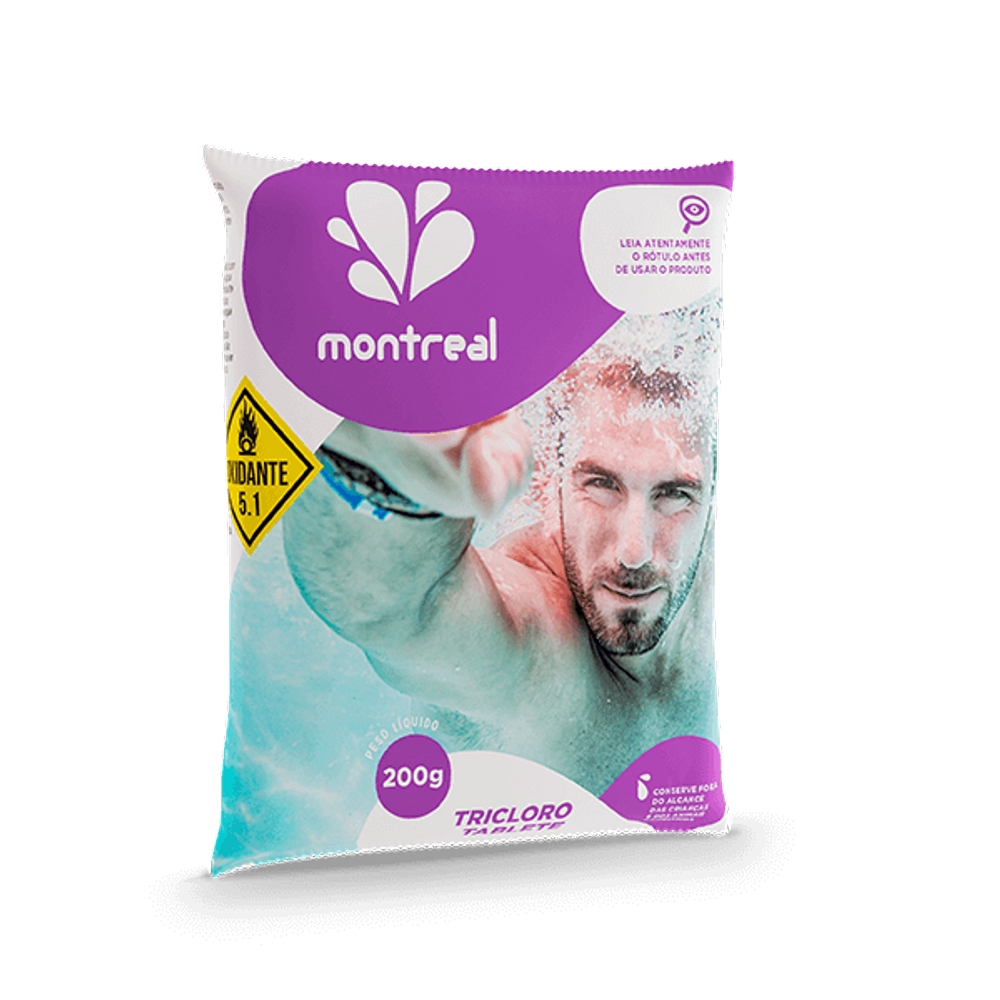 Tablete Tricloro Piscina - Acido Tricloroisocianurico Seco - Montreal - 200G Saco