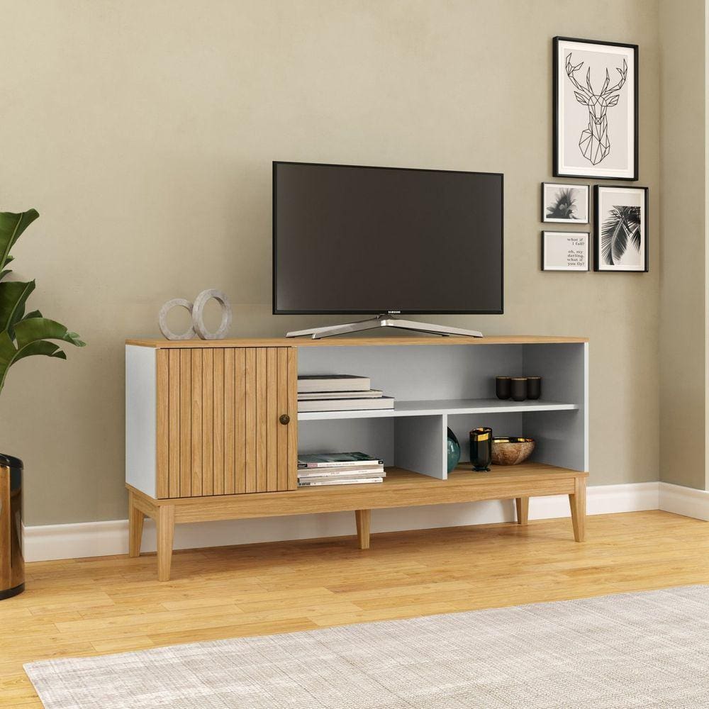 Rack 1 Porta Linha Riscado 36x63x136 Cm MEL / OFF WHITE