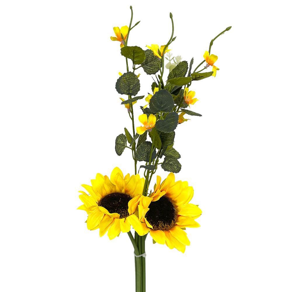Ramalhete de Girassol Flor Artificial X5 Decorativa