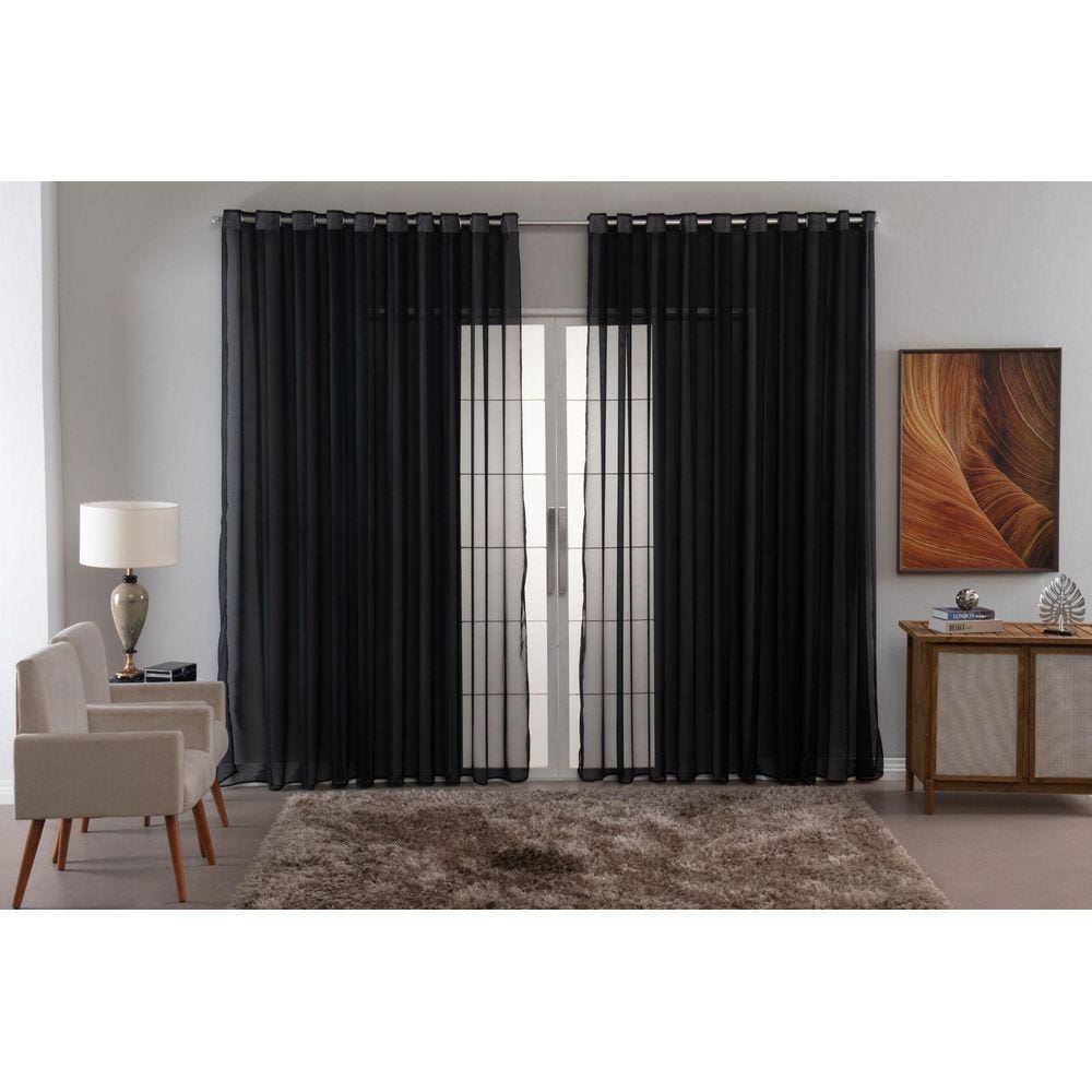 Cortina Sala Quarto Voal Liso Delicate 300X280 Transparente