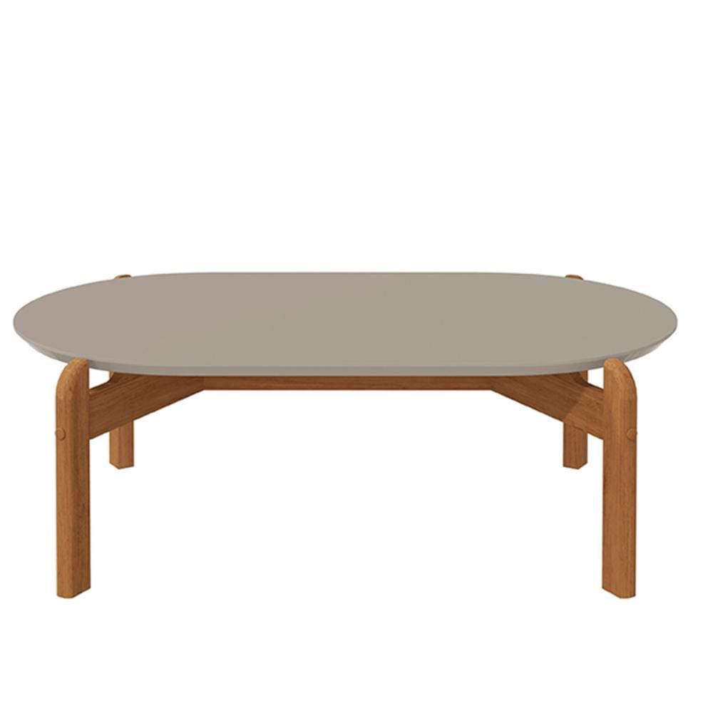 Mesa de Centro Sala Lizz Oblonga com Pés de Madeira Maciça