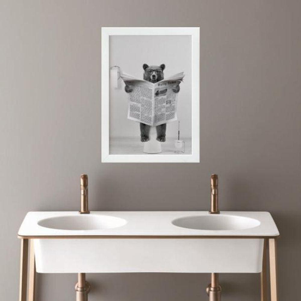 Quadro Banheiro Coleção Animais - Urso 45X34Cm