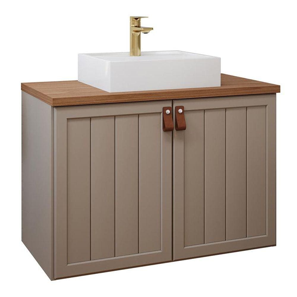Gabinete de Banheiro Alure com Cuba 80cm Cappuccino/Freijo - MGM